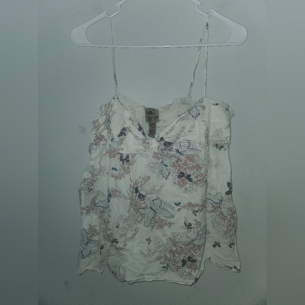 XXI Cream Ruffled Sleeveless Camisole
